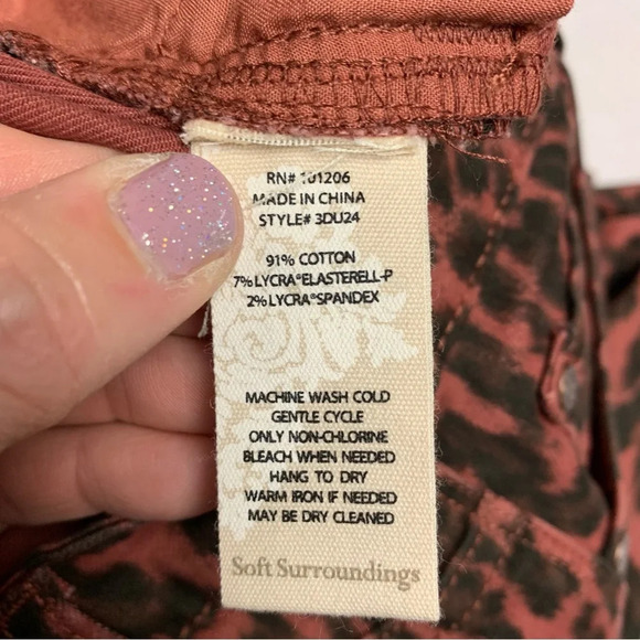 Soft Surroundings size 12P brown animal print skinny ankle pants NWT - Picture 4 of 7